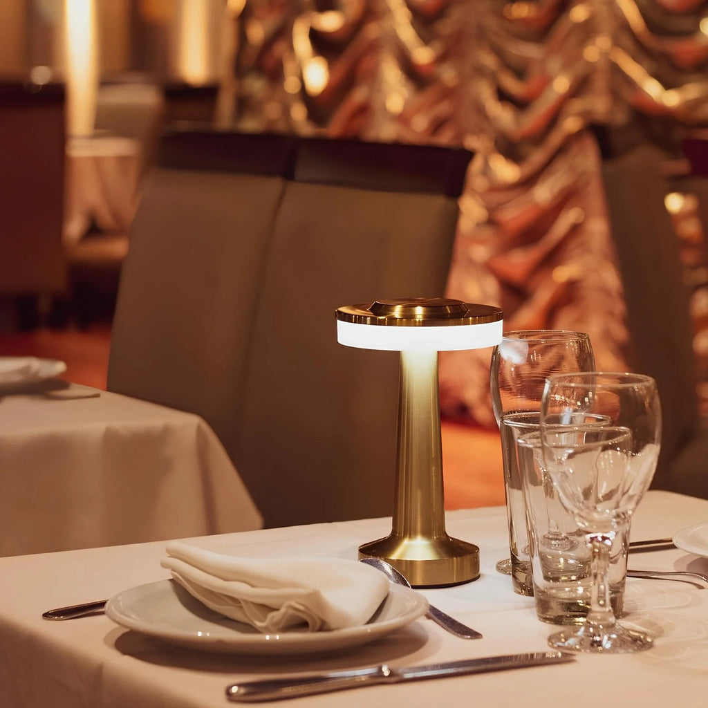 Cordless Table Lamp with Rechargeable Battery Portable LED Light with Metallic Finish - Image 1