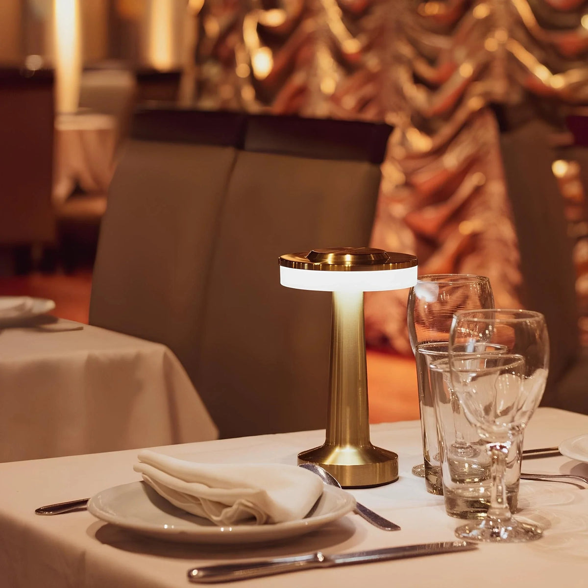 Cordless Table Lamp with Rechargeable Battery Portable LED Light with Metallic Finish - Image 1