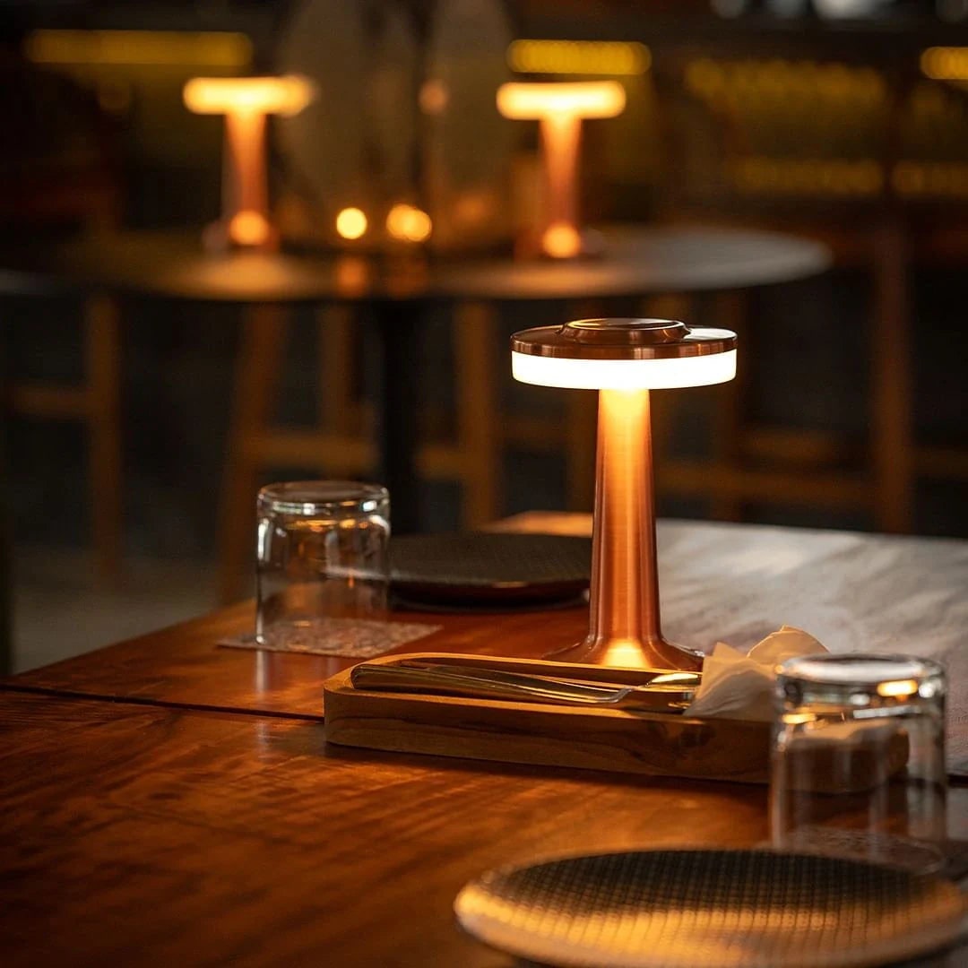 Cordless Table Lamp with Rechargeable Battery Portable LED Light with Metallic Finish - Image 2