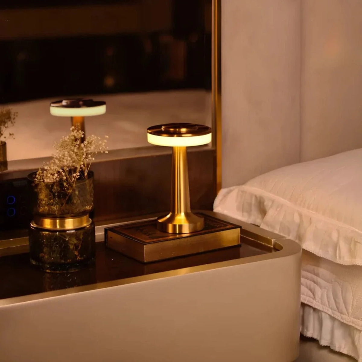 Cordless Table Lamp with Rechargeable Battery Portable LED Light with Metallic Finish - Image 3