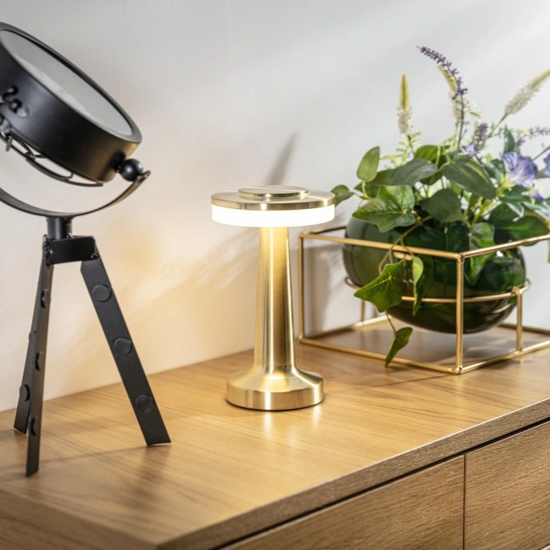 Cordless Table Lamp with Rechargeable Battery Portable LED Light with Metallic Finish - Image 4