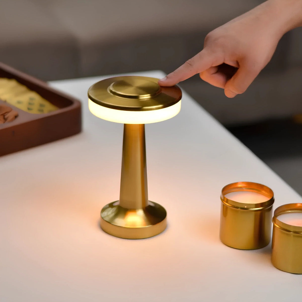 Cordless Table Lamp with Rechargeable Battery Portable LED Light with Metallic Finish - Image 6