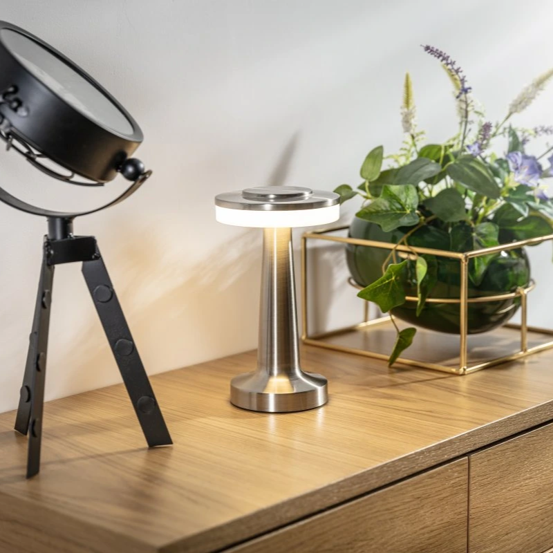 Cordless Table Lamp with Rechargeable Battery Portable LED Light with Metallic Finish - Image 8