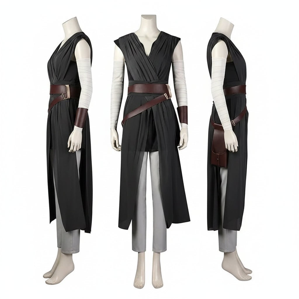 Cosplay Costume Sci-Fi Warrior Set with Draped Tunic Arm Wraps and Faux-Leather Belt - Image 3