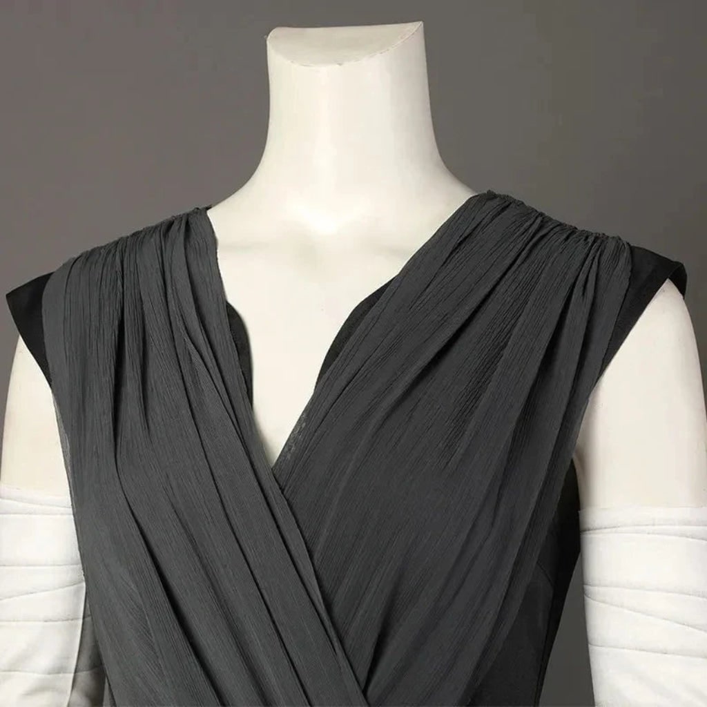 Cosplay Costume Sci-Fi Warrior Set with Draped Tunic Arm Wraps and Faux-Leather Belt - Image 4