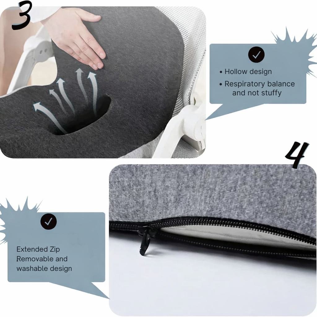 Desk Chair Seat Cushion with Memory Foam Ergonomic Lumbar Support and Contoured Back - Image 5