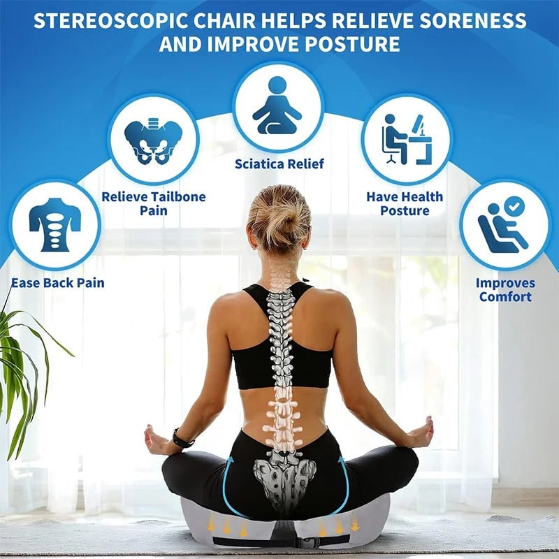 Desk Chair Seat Cushion with Memory Foam Orthopedic Support and Adjustable Strap - Image 4