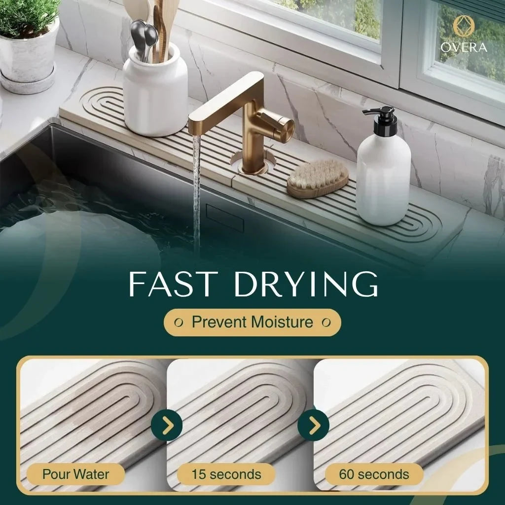 Diatomaceous Earth Faucet Splash Guard with Quick-Drying Absorbent Stone Finish - Image 4