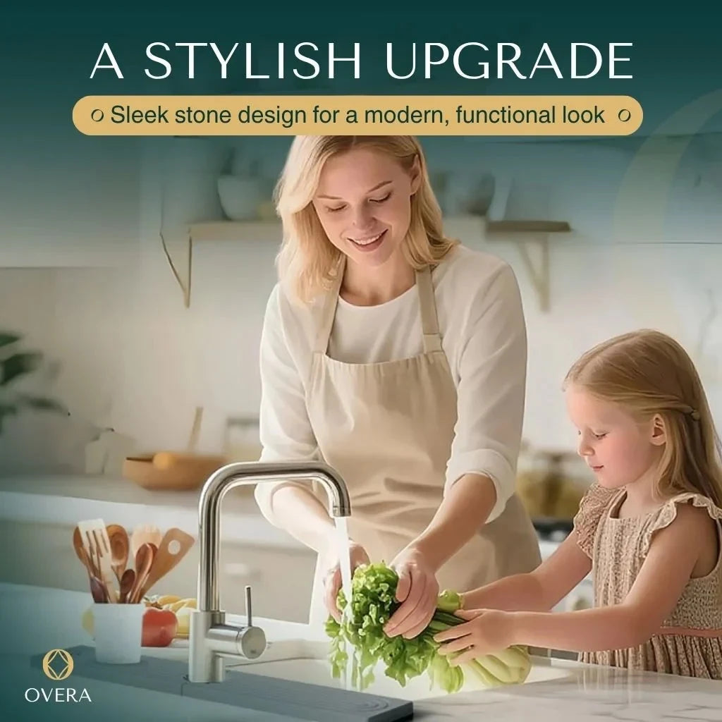 Diatomaceous Earth Faucet Splash Guard with Quick-Drying Absorbent Stone Finish - Image 5