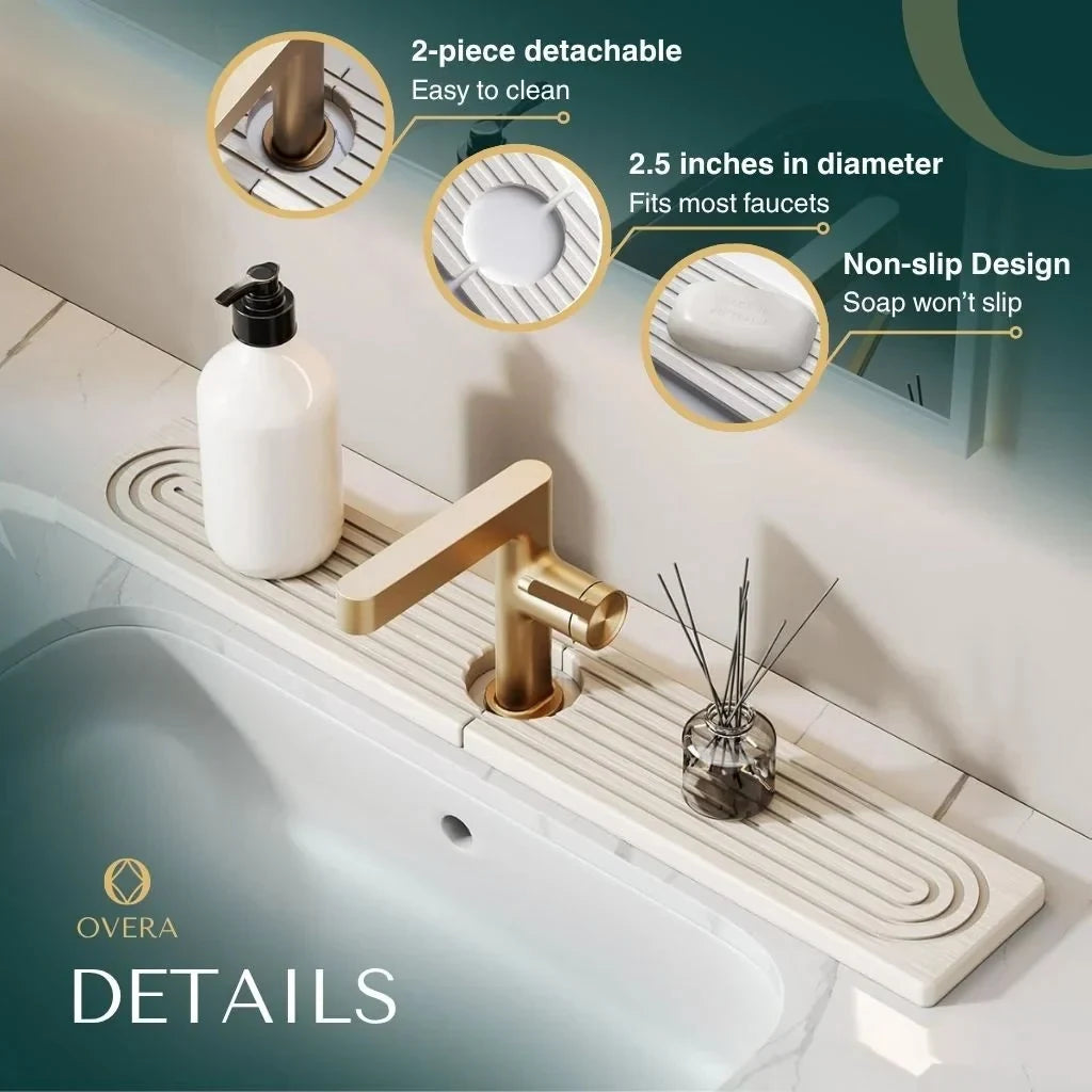 Diatomaceous Earth Faucet Splash Guard with Quick-Drying Absorbent Stone Finish - Image 7