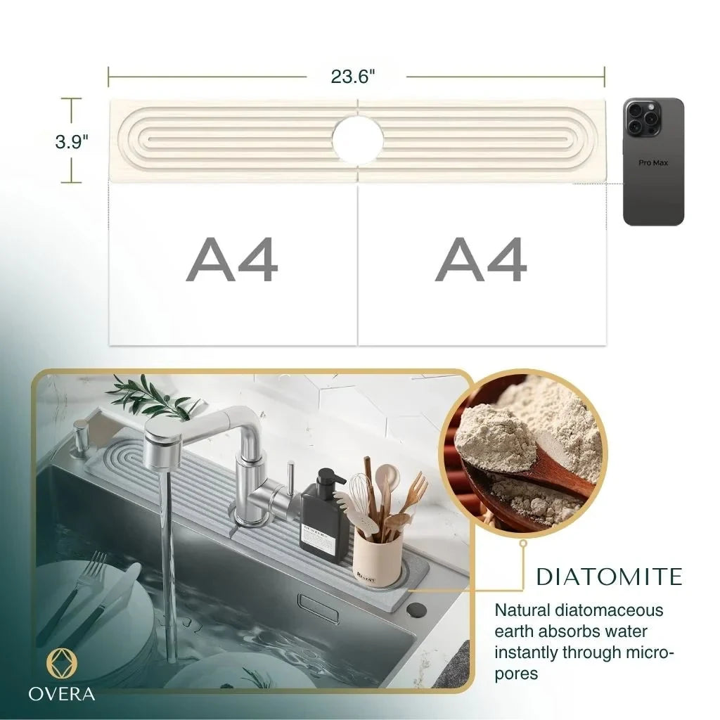 Diatomaceous Earth Faucet Splash Guard with Quick-Drying Absorbent Stone Finish - Image 9