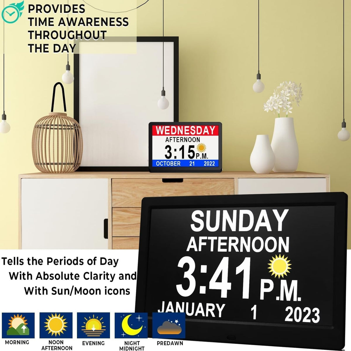 Digital Calendar Clock with Large Display Wireless Remote Control and Alarm Reminders - Image 2