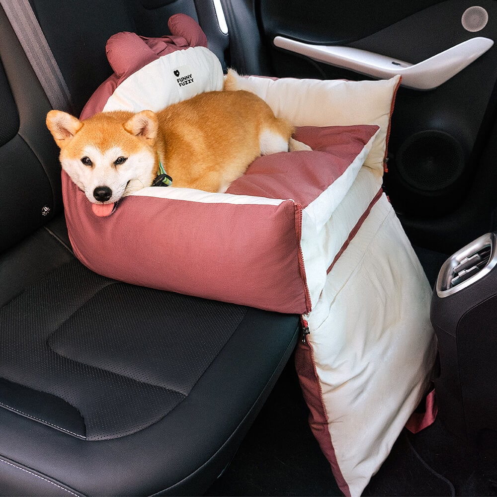 Dog Car Seat with Safety Leash Padded Cushion and Removable Cover for Pet Travel - Image 2