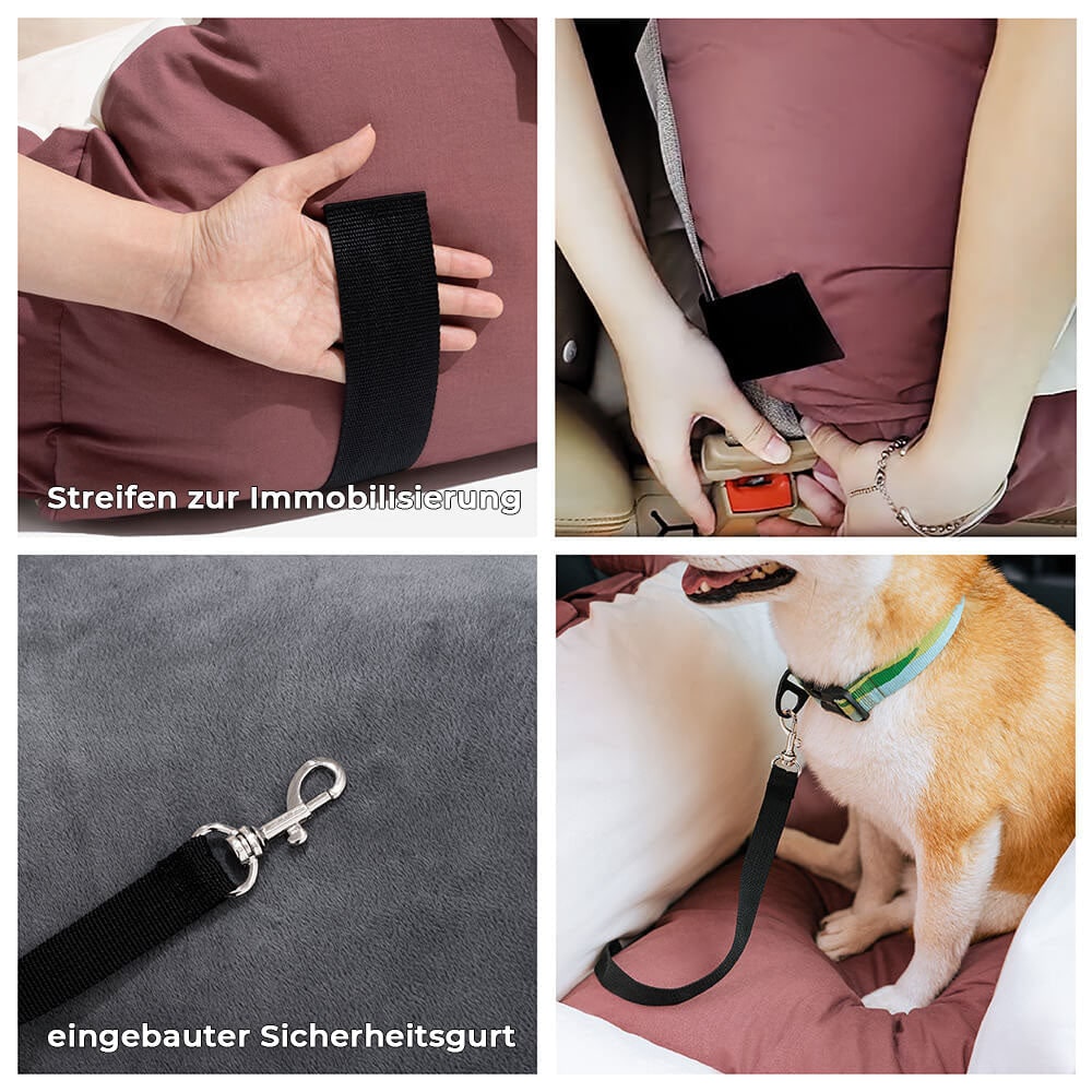 Dog Car Seat with Safety Leash Padded Cushion and Removable Cover for Pet Travel - Image 4