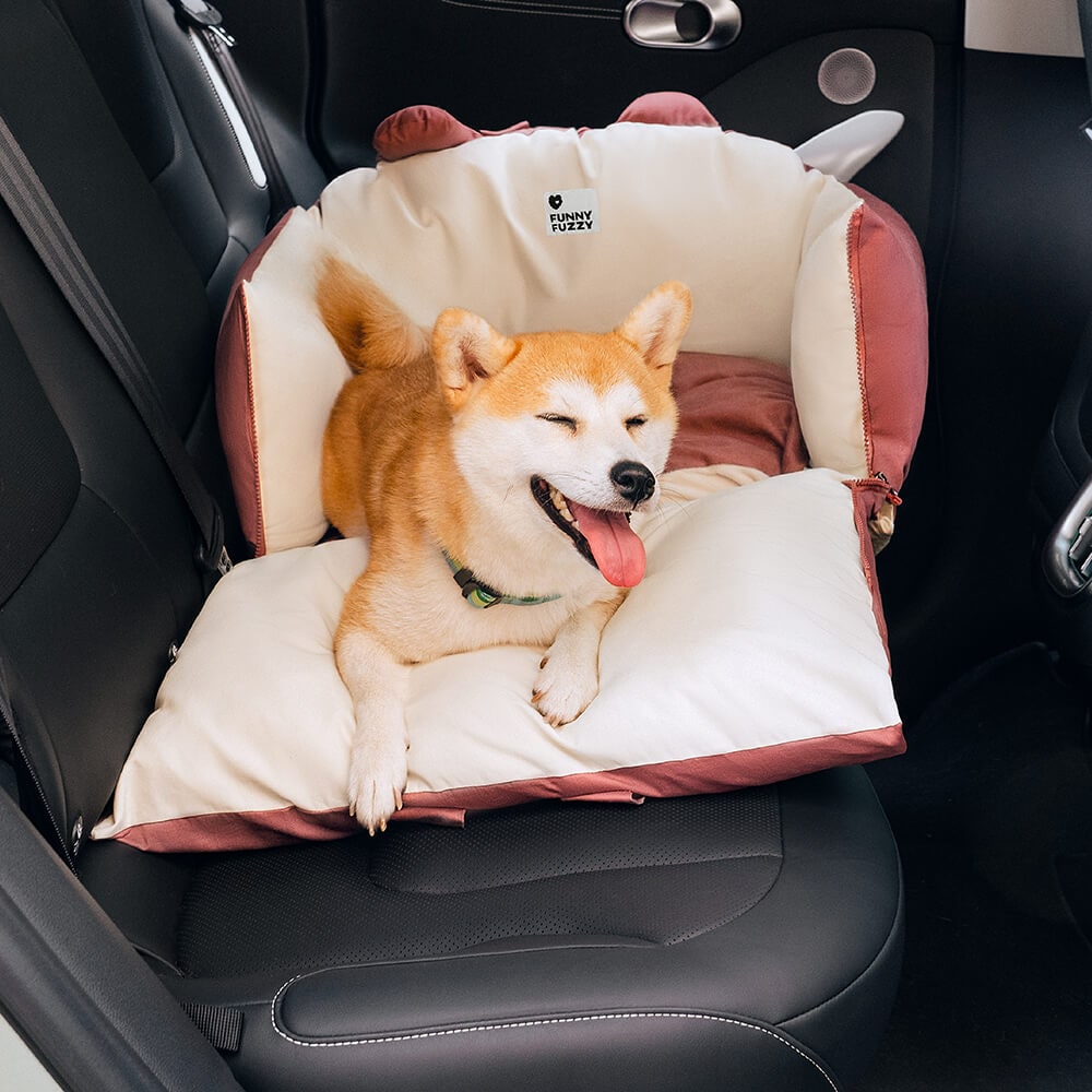 Dog Car Seat with Safety Leash Padded Cushion and Removable Cover for Pet Travel - Image 5