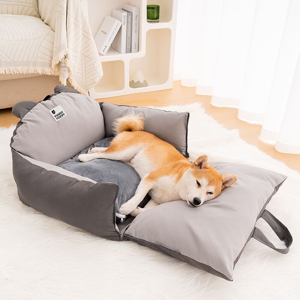 Dog Car Seat with Safety Leash Padded Cushion and Removable Cover for Pet Travel - Image 8