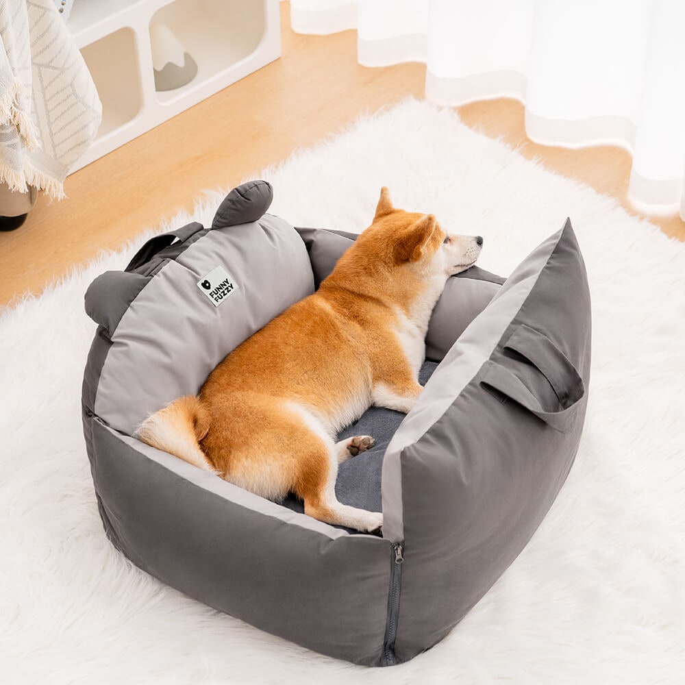 Dog Car Seat with Safety Leash Padded Cushion and Removable Cover for Pet Travel - Image 9