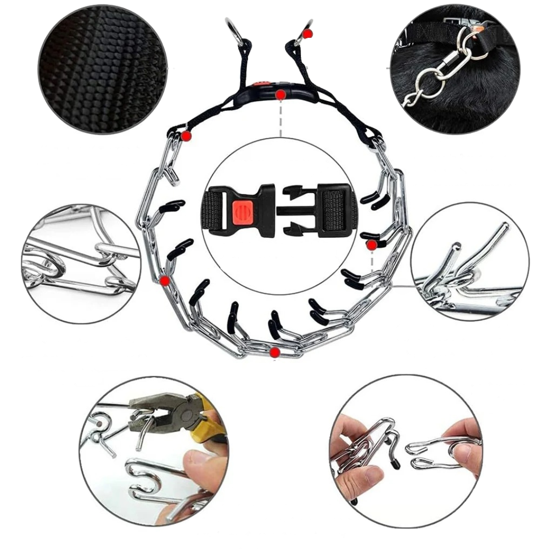Dog Prong Training Collar with Reflective Cover and Rubber Tips for Controlled Walks - Image 9