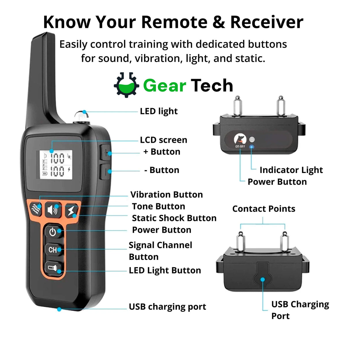Dog Training Collar with Remote Control Waterproof Receiver and Lcd Display - Image 8