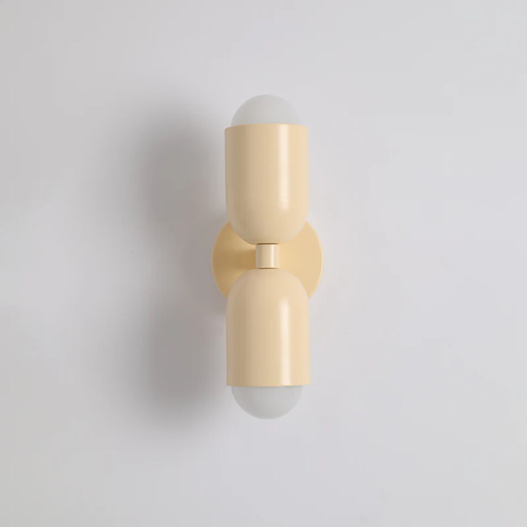Double-Sided Wall Sconce with Capsule Shades and Warm LED Uplight Downlight - Image 1