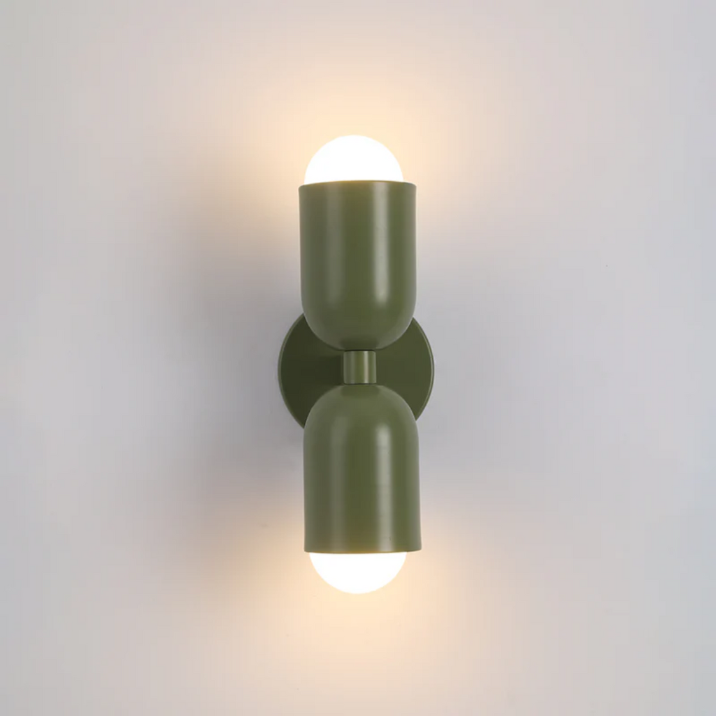 Double-Sided Wall Sconce with Capsule Shades and Warm LED Uplight Downlight - Image 9