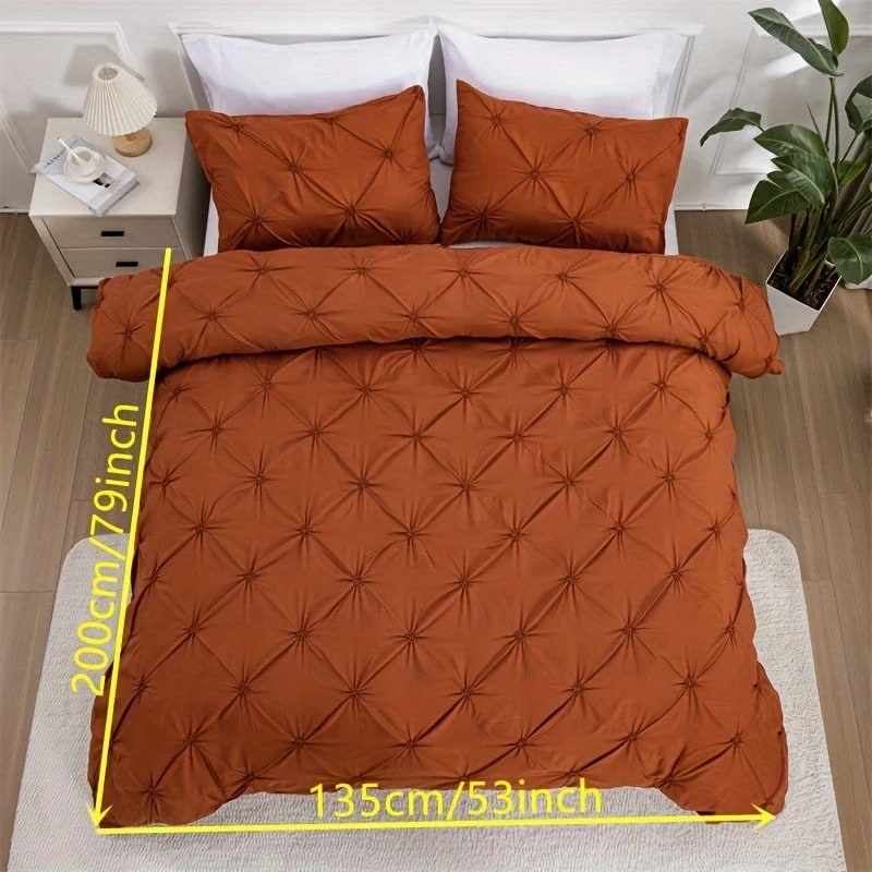 Duvet Cover Set with Pintuck Pinch Pleat Design and Matching Pillow Shams - Image 11