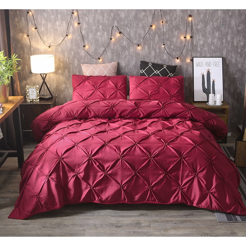 Duvet Cover Set with Pintuck Pinch Pleat Design and Matching Pillow Shams - Image 7