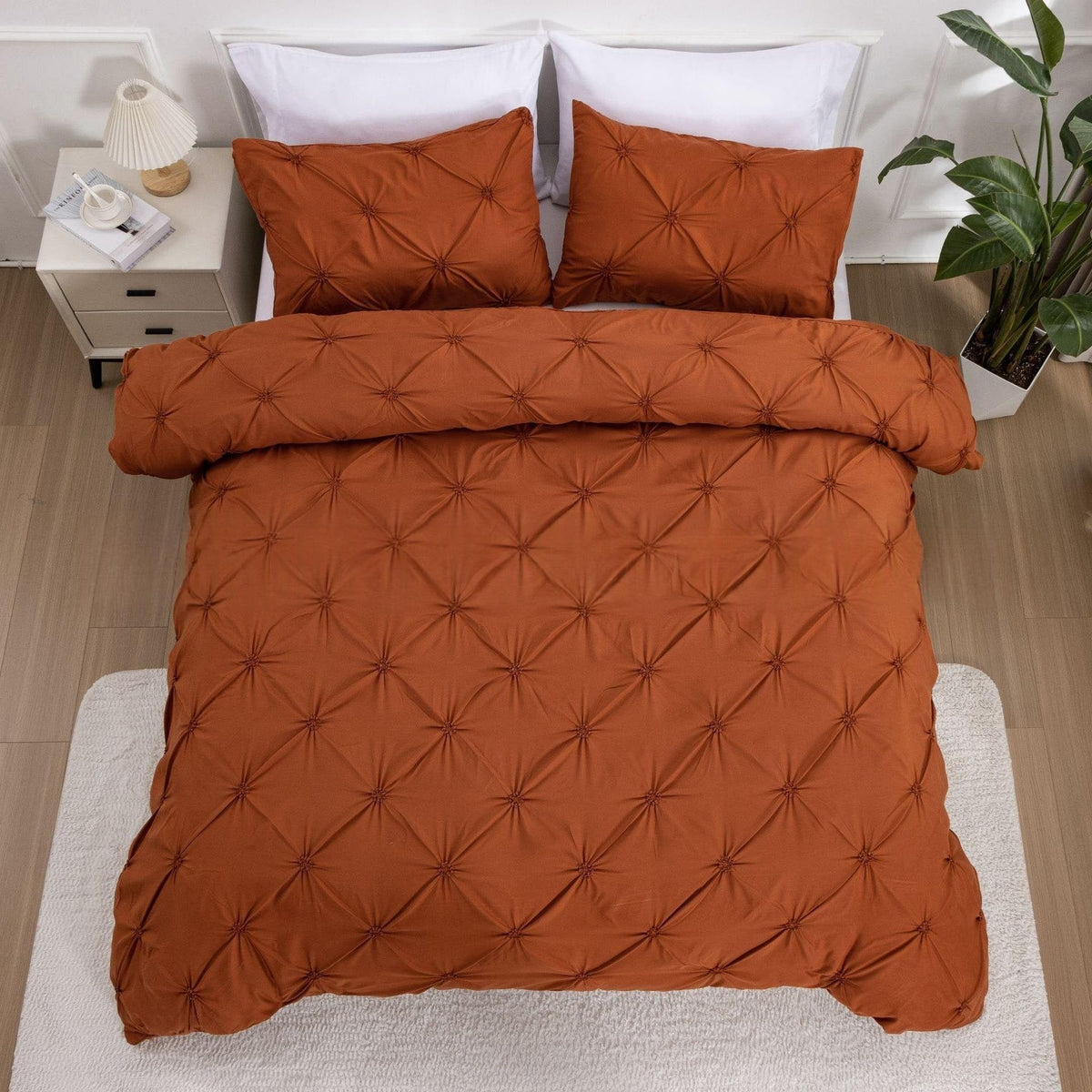 Duvet Cover Set with Pintuck Pinch Pleat Design and Matching Pillow Shams - Image 8