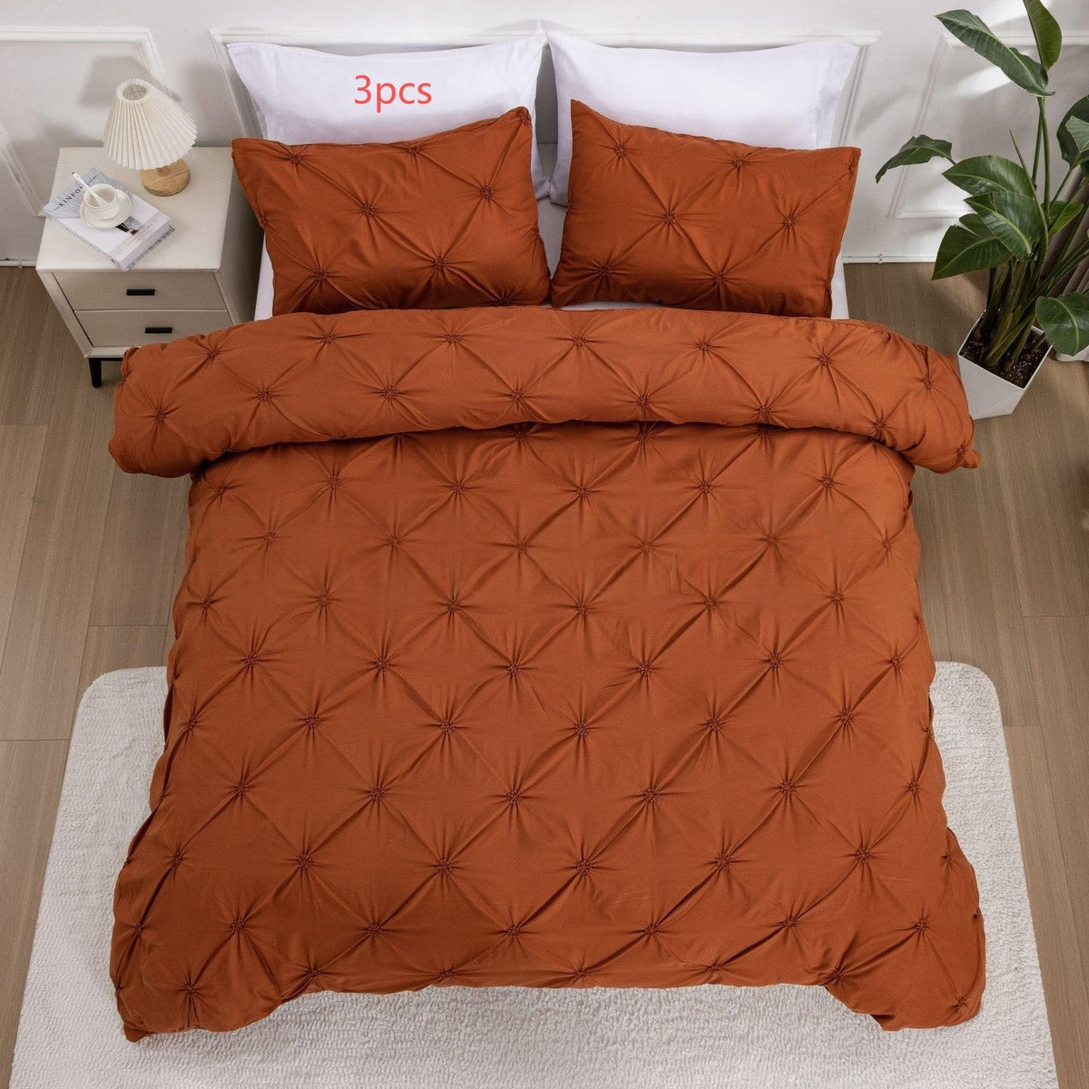 Duvet Cover Set with Pintuck Pinch Pleat Design and Matching Pillow Shams - Image 9