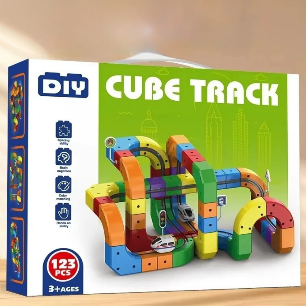 Electric Building Block Train Track Set with Rechargeable USB Power and Modular 3D Construction - Image 1