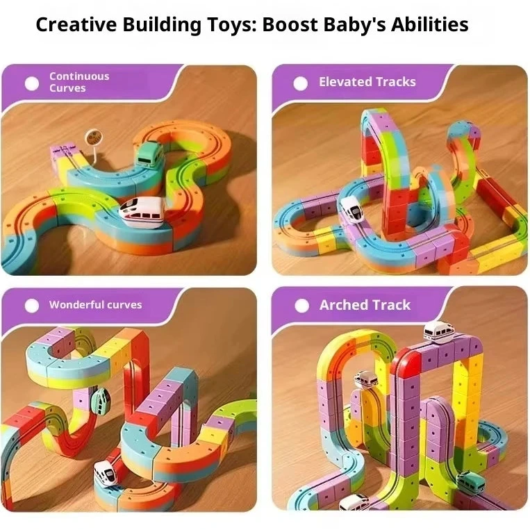 Electric Building Block Train Track Set with Rechargeable USB Power and Modular 3D Construction - Image 3