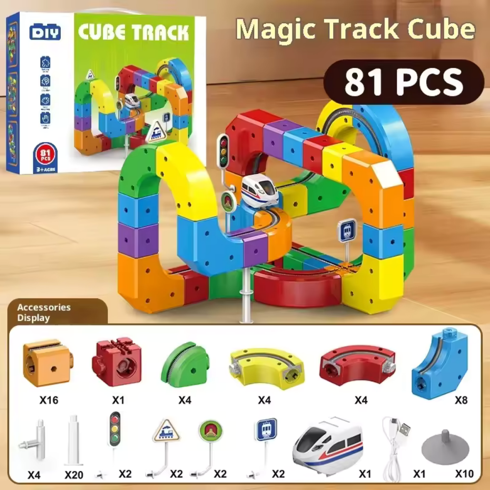 Electric Building Block Train Track Set with Rechargeable USB Power and Modular 3D Construction - Image 5