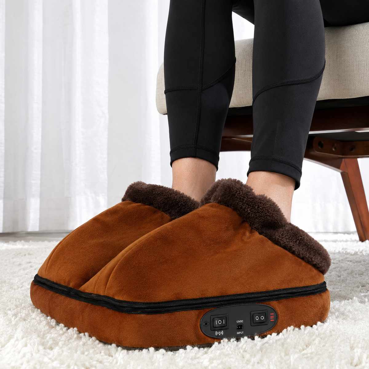 Electric Foot Warmer and Massager with Vibrating Dual Pockets and Fleece Lining - Image 9