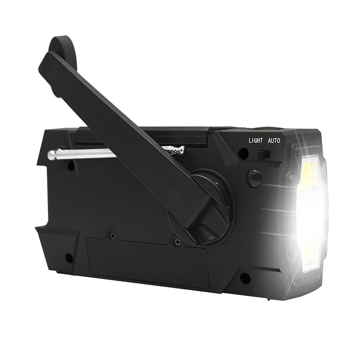 Emergency Radio Beacon with Hand Crank Solar Panel and LED Flashlight - Image 3