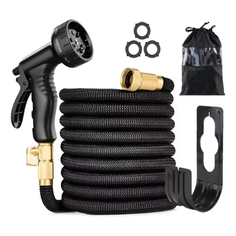 Expandable Garden Hose with 8-Pattern Spray Nozzle Brass Fittings and Storage Hanger - Image 17