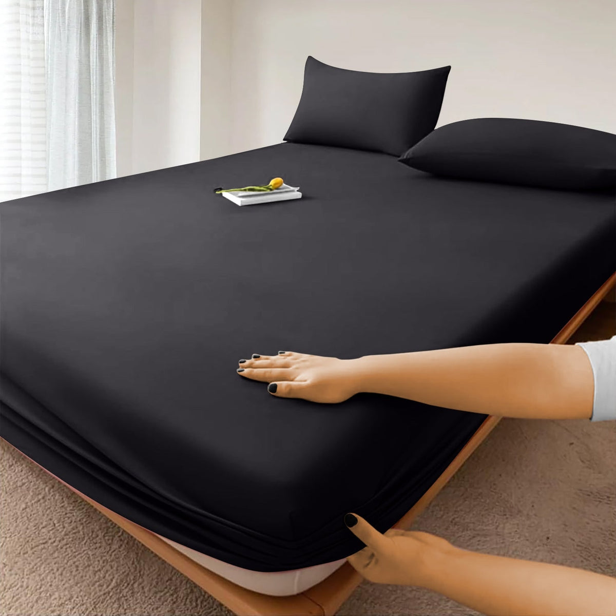 Extra Deep Fitted Bed Sheet with Wrinkle-Resistant Smooth Finish and Pocket Design - Image 34