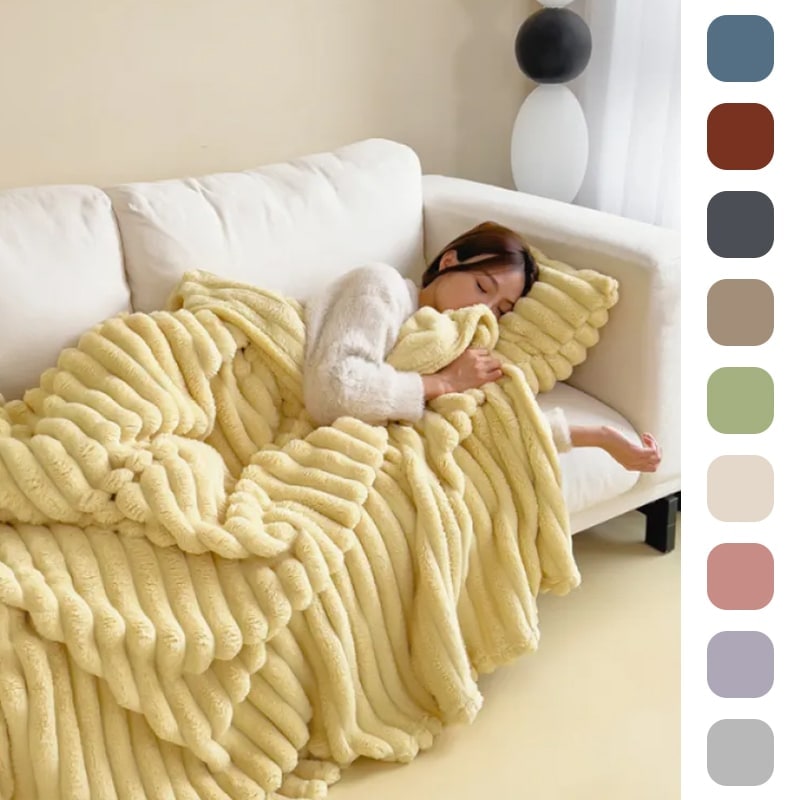 Faux Fur Throw Blanket with Plush Pile and Matching Pillowcase Set - Image 1