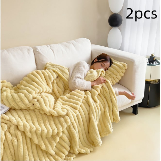 Faux Fur Throw Blanket with Plush Pile and Matching Pillowcase Set - Image 11