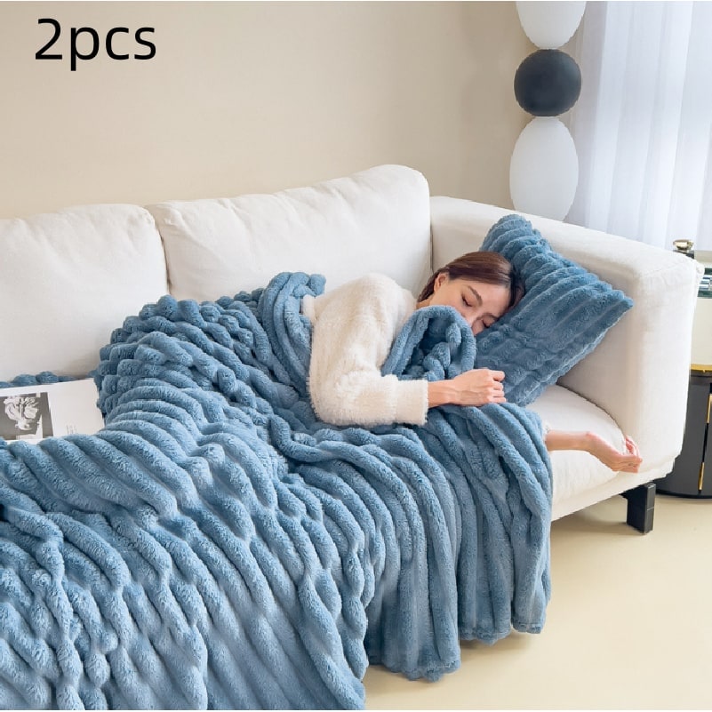 Faux Fur Throw Blanket with Plush Pile and Matching Pillowcase Set - Image 13