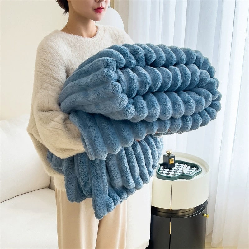 Faux Fur Throw Blanket with Plush Pile and Matching Pillowcase Set - Image 17