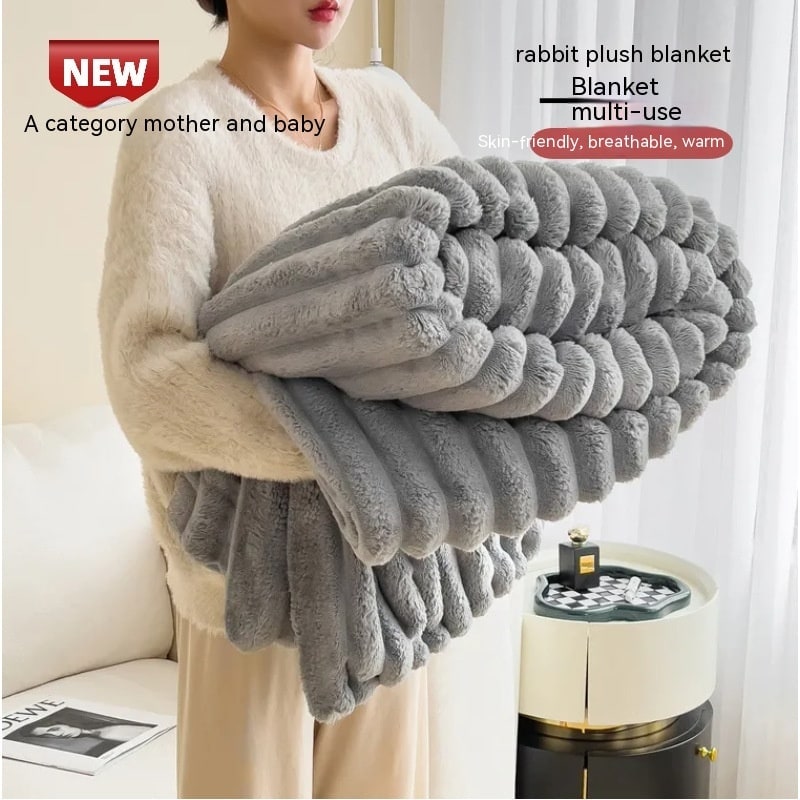 Faux Fur Throw Blanket with Plush Pile and Matching Pillowcase Set - Image 2