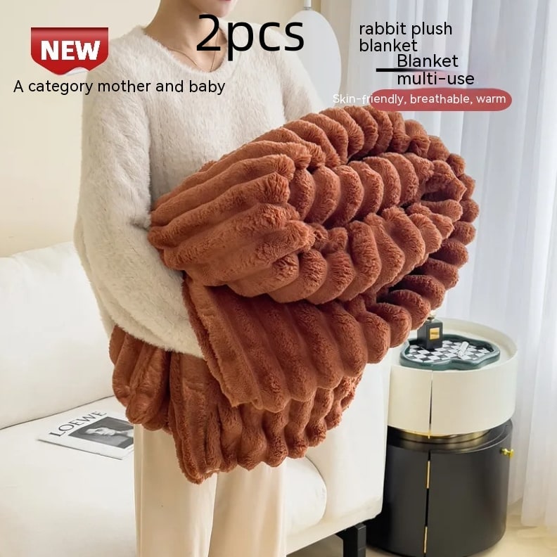 Faux Fur Throw Blanket with Plush Pile and Matching Pillowcase Set - Image 5