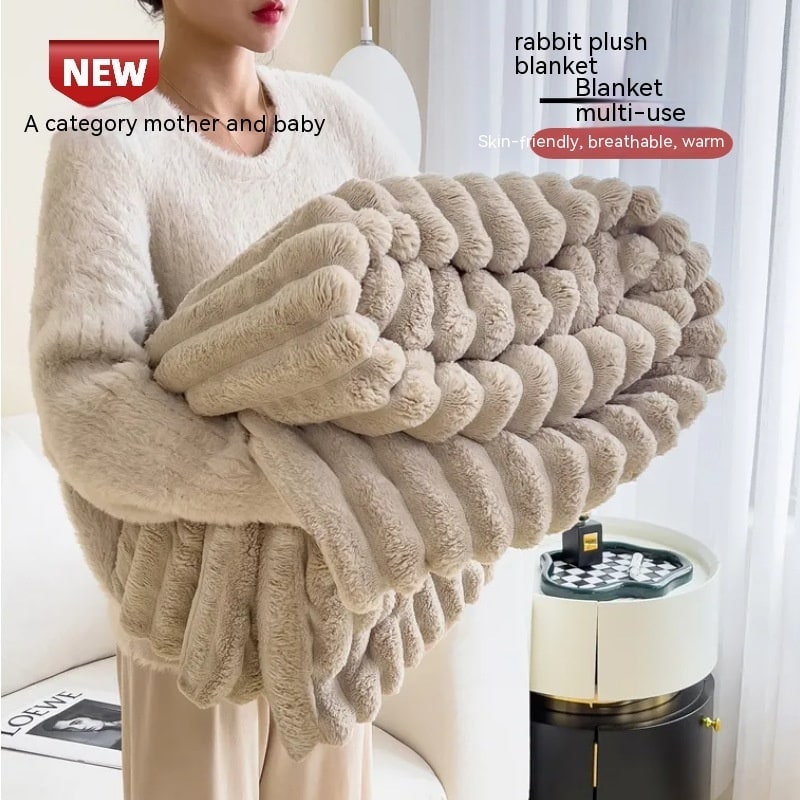 Faux Fur Throw Blanket with Plush Pile and Matching Pillowcase Set - Image 6