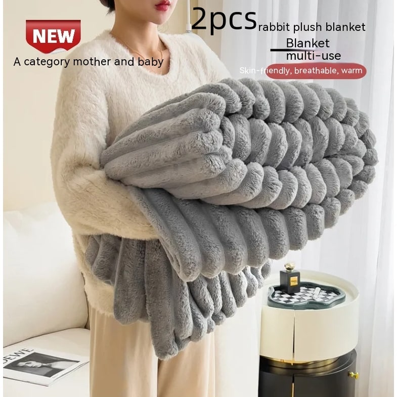 Faux Fur Throw Blanket with Plush Pile and Matching Pillowcase Set - Image 7