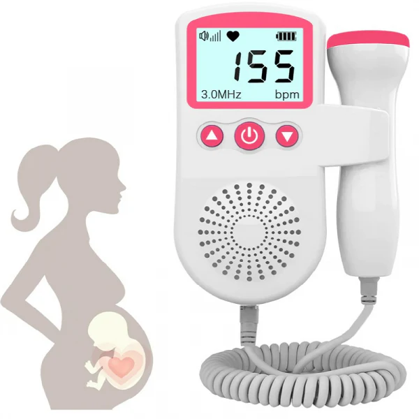 Fetal Doppler with Backlit LCD Display and Handheld Probe for Home Heart Rate Monitoring - Image 1
