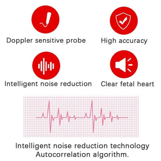 Fetal Doppler with Backlit LCD Display and Handheld Probe for Home Heart Rate Monitoring - Image 5