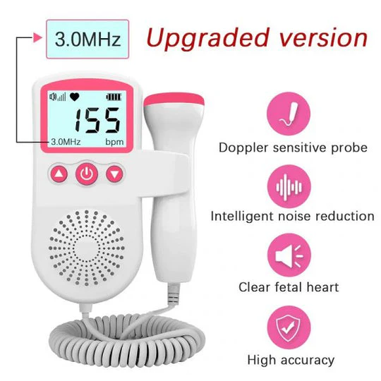 Fetal Doppler with Backlit LCD Display and Handheld Probe for Home Heart Rate Monitoring - Image 7