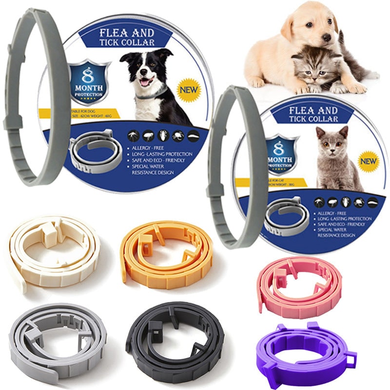 Flea Collar for Cats with 8 Month Natural Protection and Adjustable Silicone Strap - Image 1