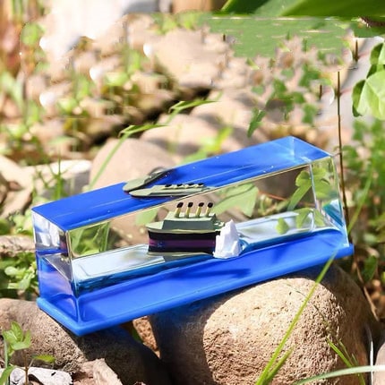 Fluid Drift Bottle Desk Ornament with Floating Ship and LED Light Base - Image 14
