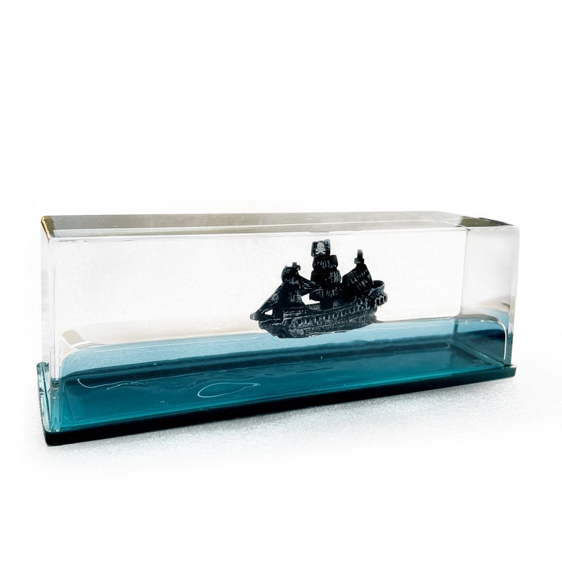 Fluid Drift Bottle Desk Ornament with Floating Ship and LED Light Base - Image 5